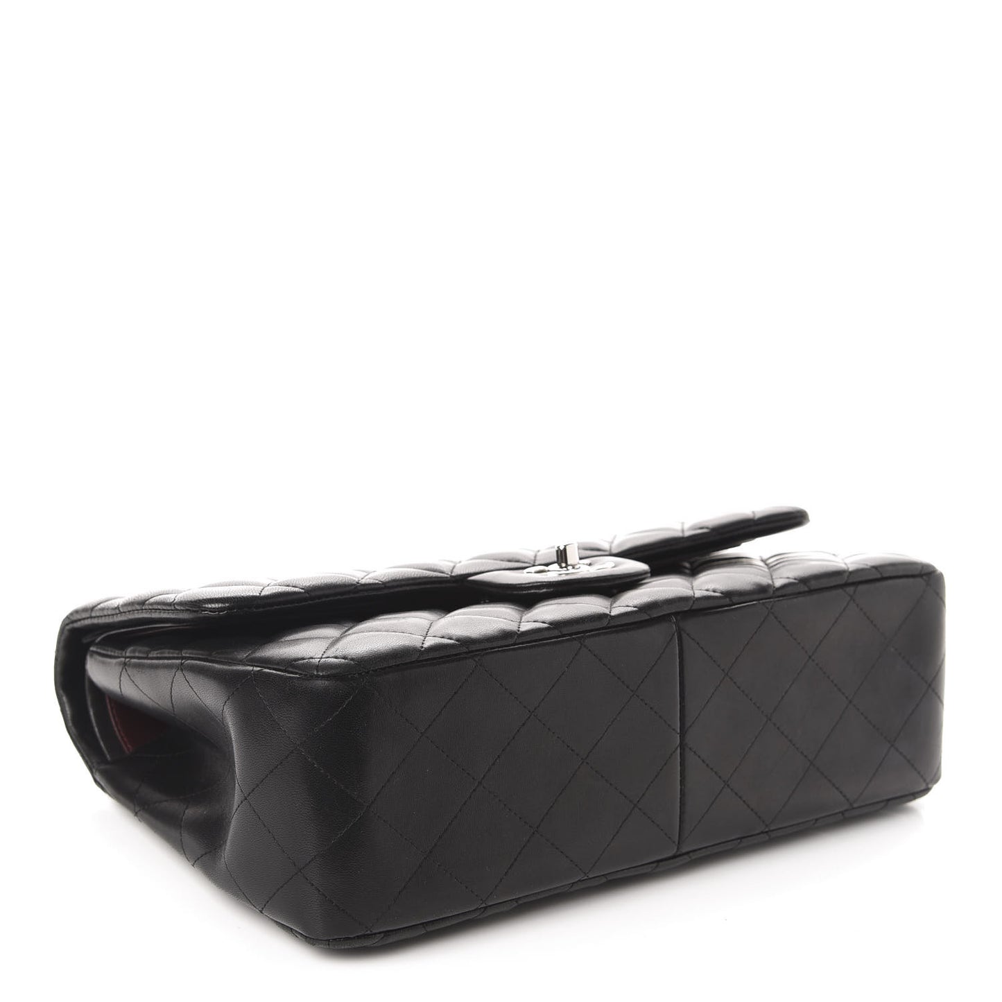 Lambskin Quilted Jumbo Double Flap Black