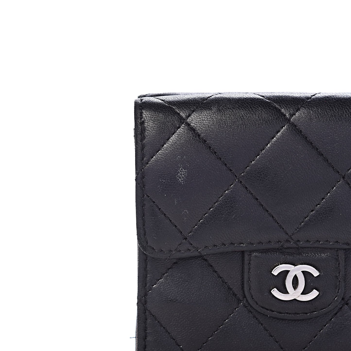 Lambskin Quilted Double Sided Wallet Black