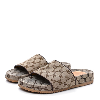 Gucci Canvas GG Monogram Mens Slide Sandals 10 Beige 3 of 9