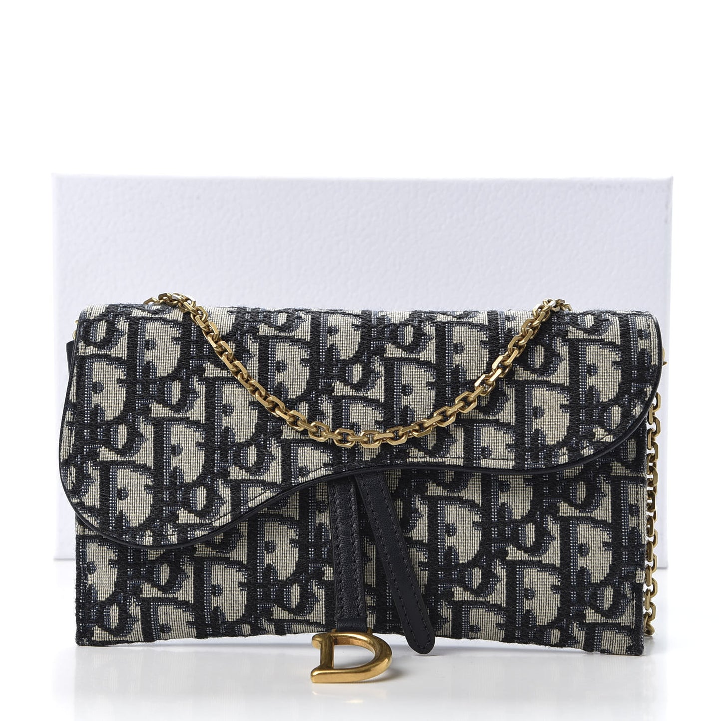 Oblique Saddle Chain Long Wallet Blue