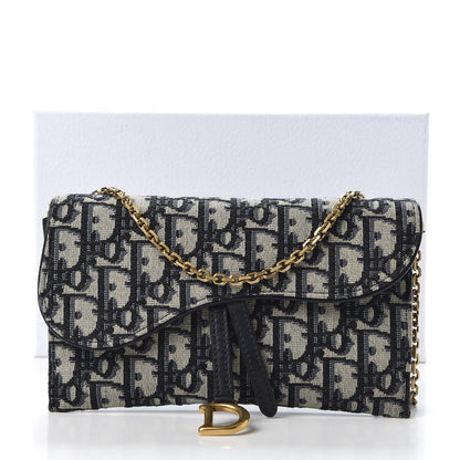 Christian Dior Oblique Saddle Chain Long Wallet Blue 11 of 11