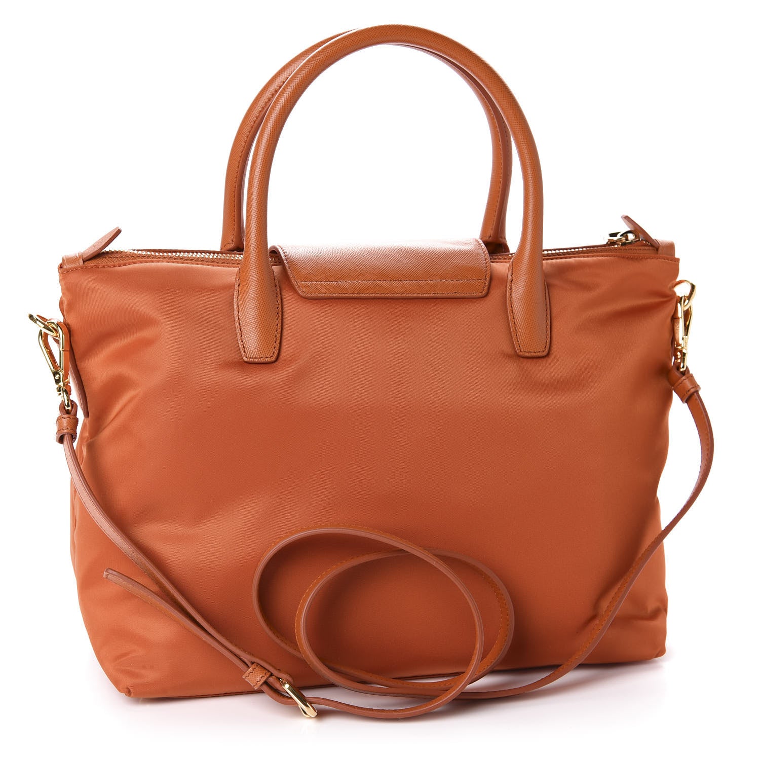 Prada Tessuto Nylon Saffiano Tote Papaya 4 of 12