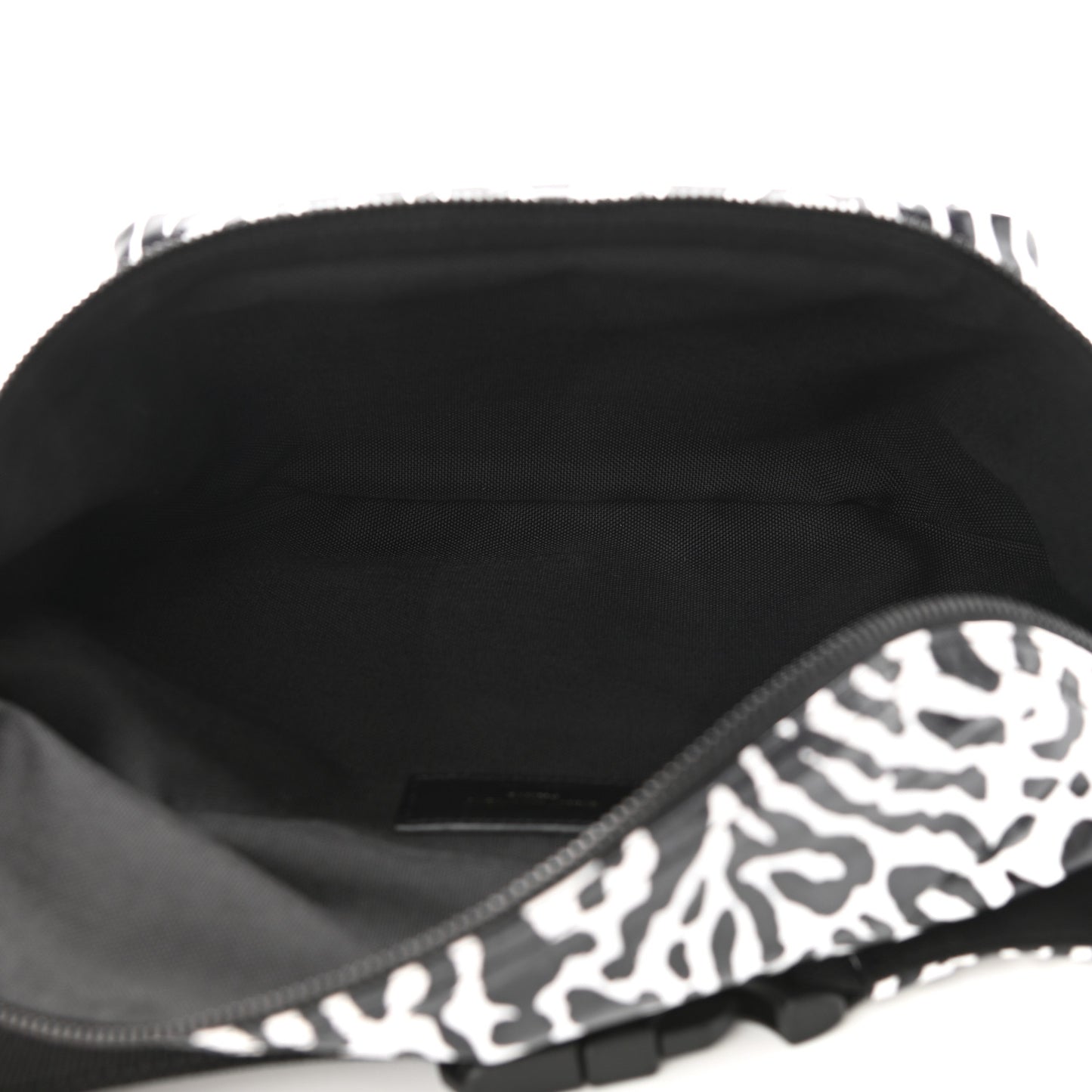 Nylon Leopard Print Belt Bag Black White