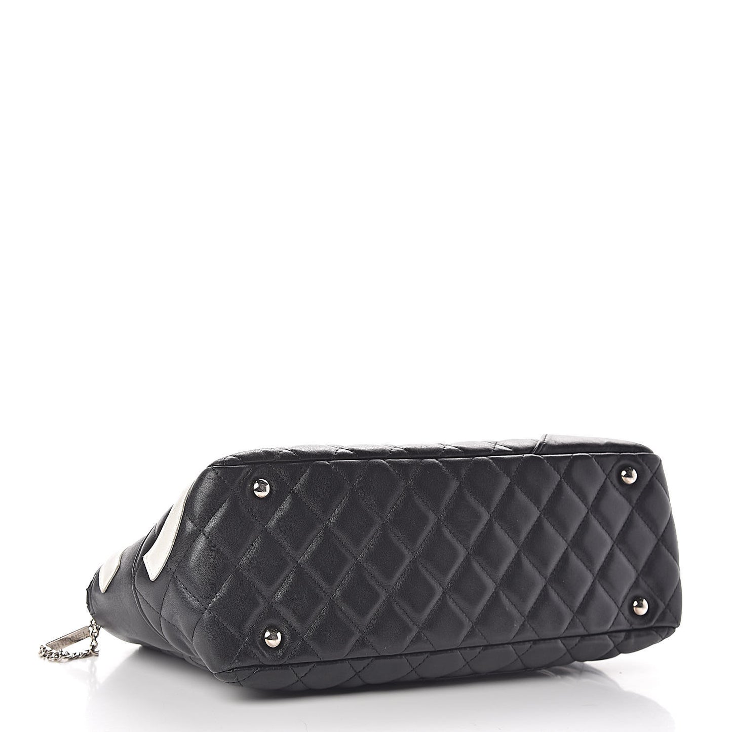 Calfskin Quilted Large Cambon Bowler Black White