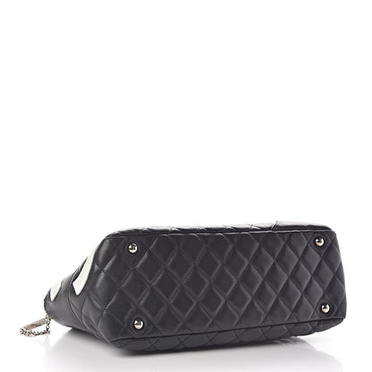 Chanel Calfskin Quilted Large Cambon Bowler Black White 4 of 11