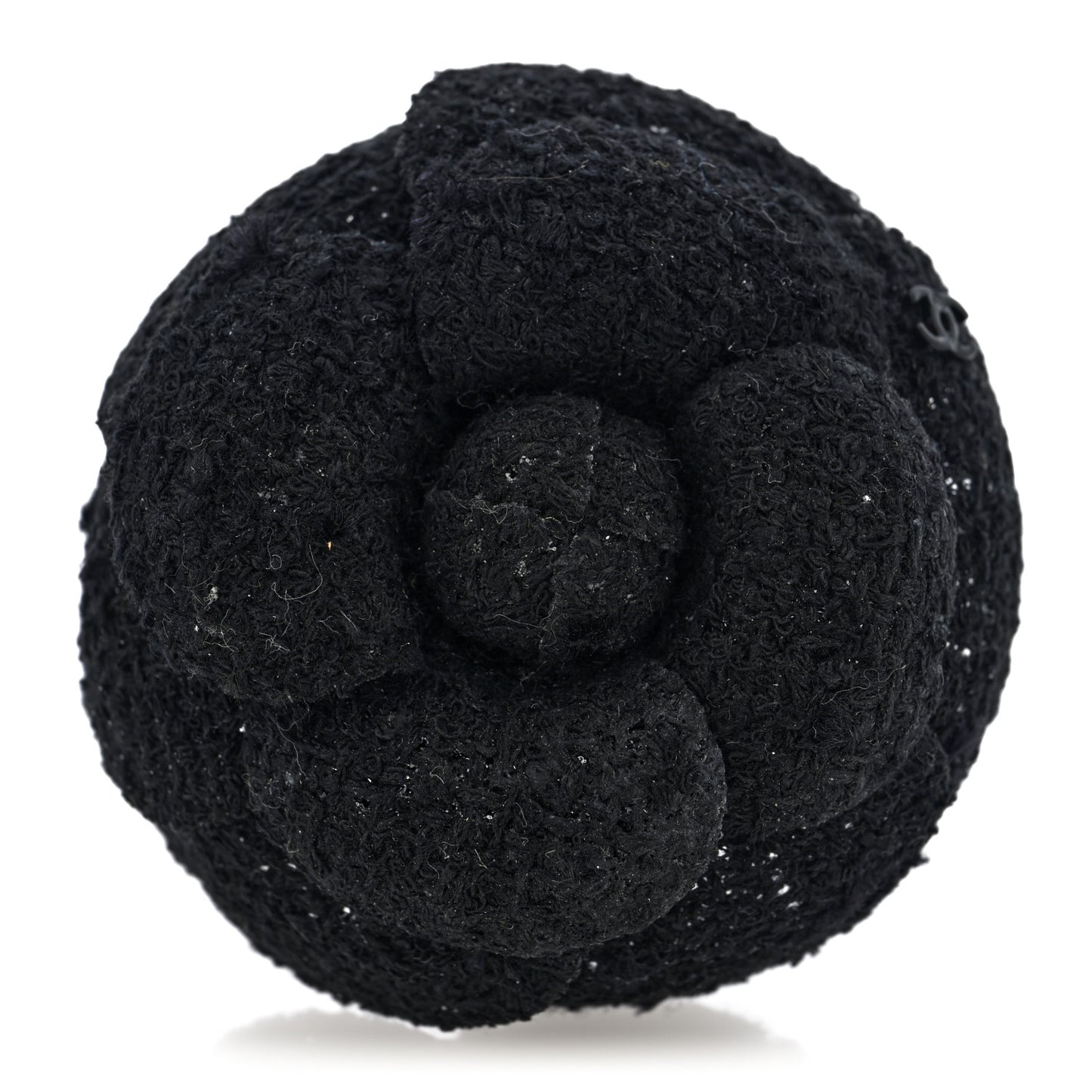Tweed Camellia Pin Brooch Black