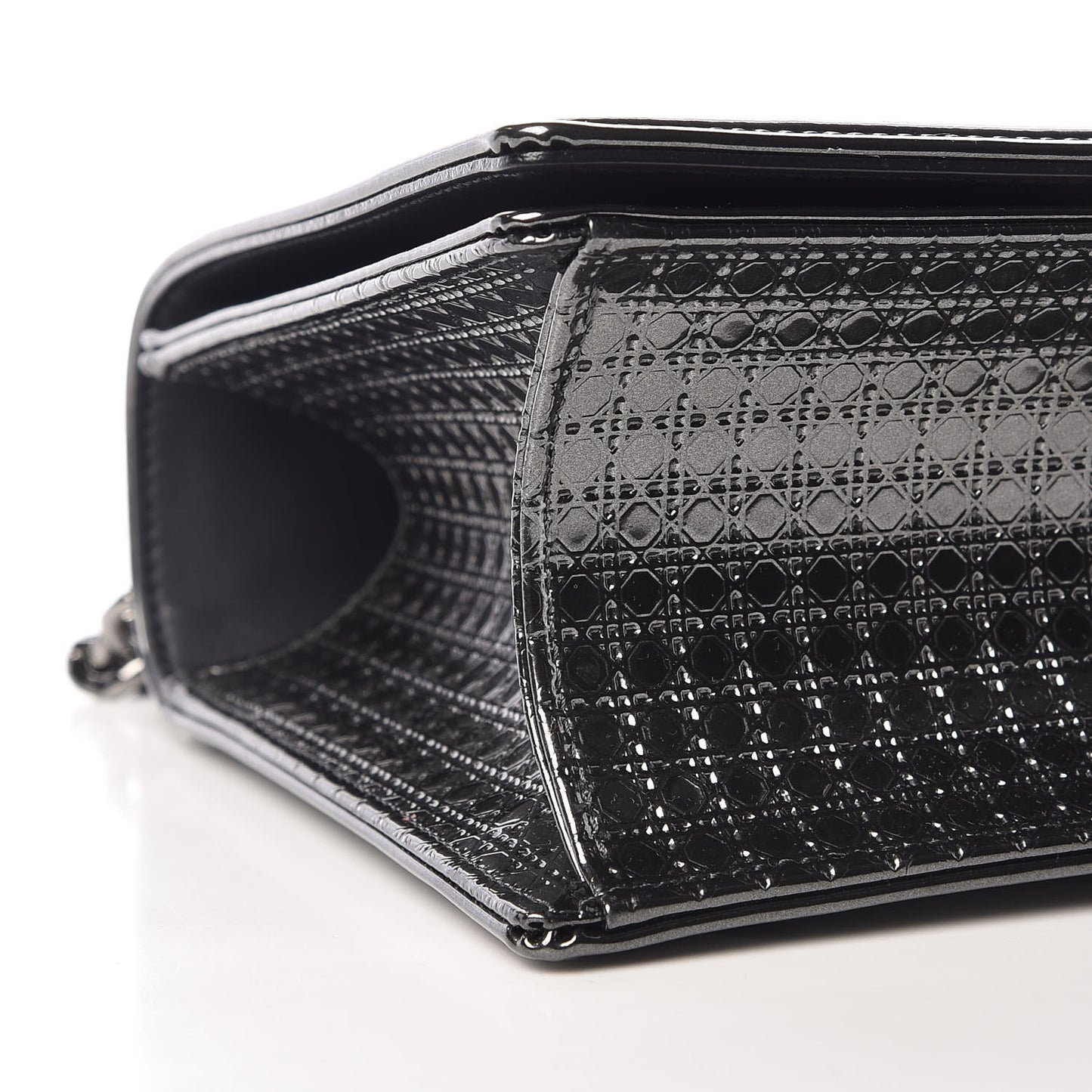 Metallic Patent Micro-Cannage Medium Diorama Flap Bag Graphite