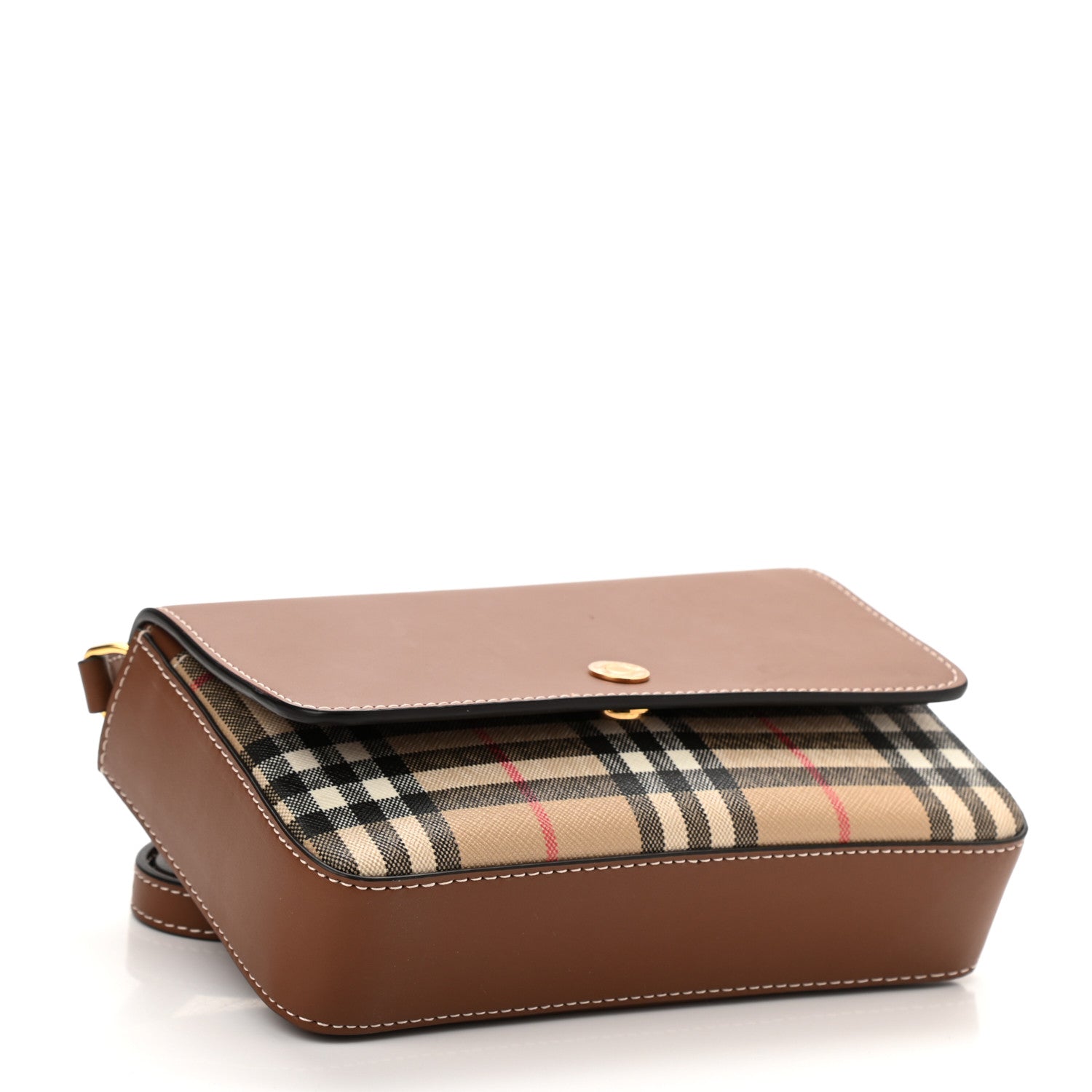 Burberry Calfskin Vintage Check Penny Bag Archive Beige Tan 5 of 12