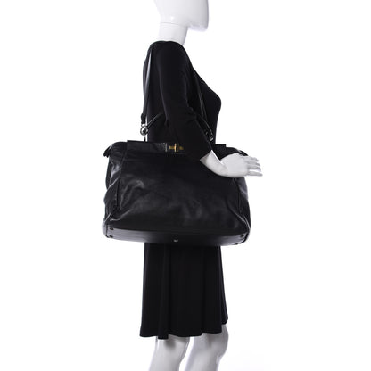 Fendi Vitello Suede Large Peekaboo Iconic Satchel Black 2 of 8