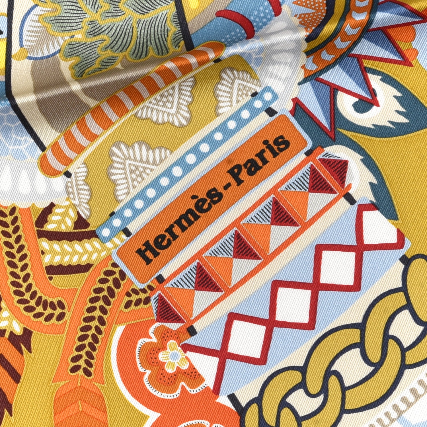 Hermes Silk Twill Duo Cosmique Scarf 90 Bleu Ciel Brique 2 of 5
