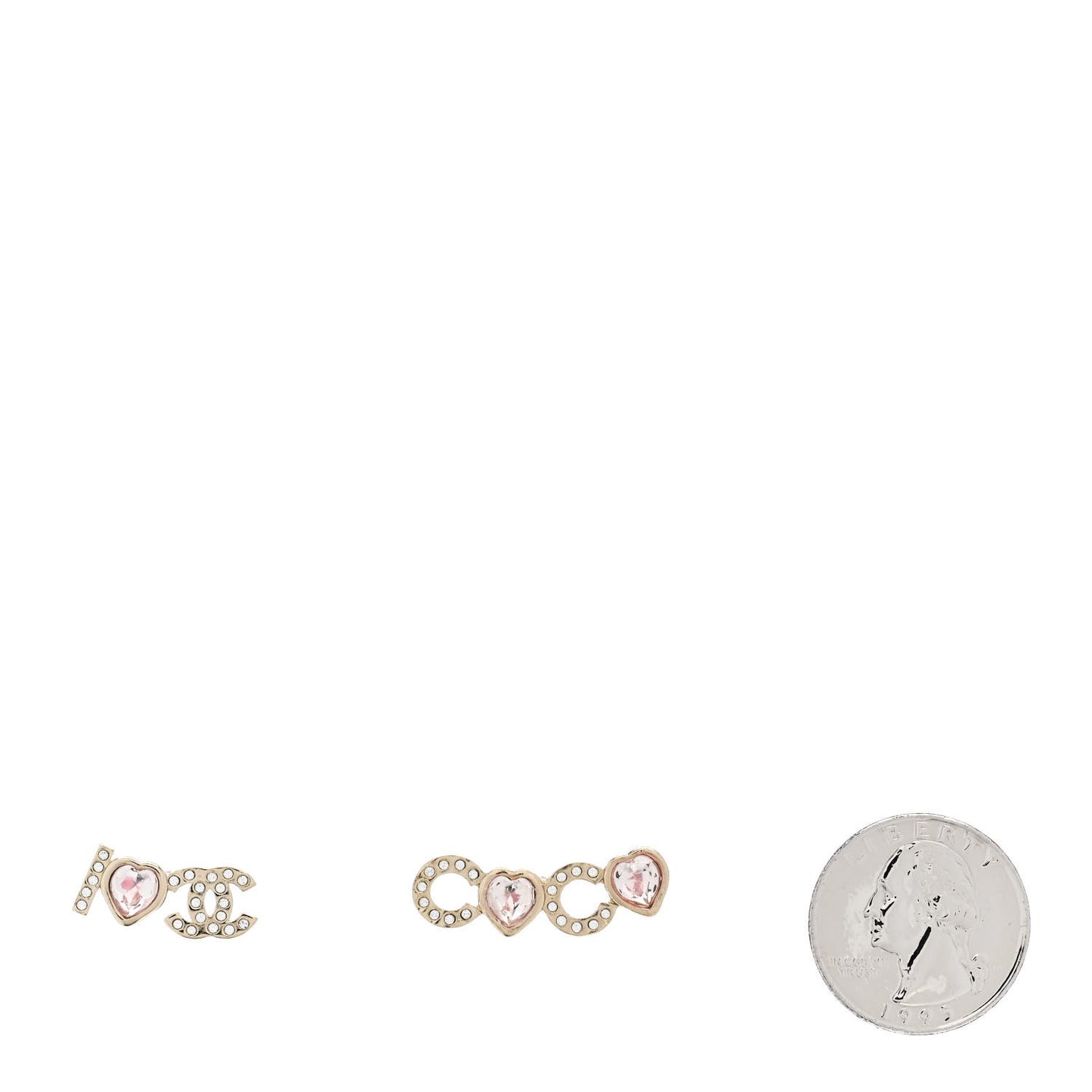 Metal Strass I Love Coco Heart Earrings Gold Pink