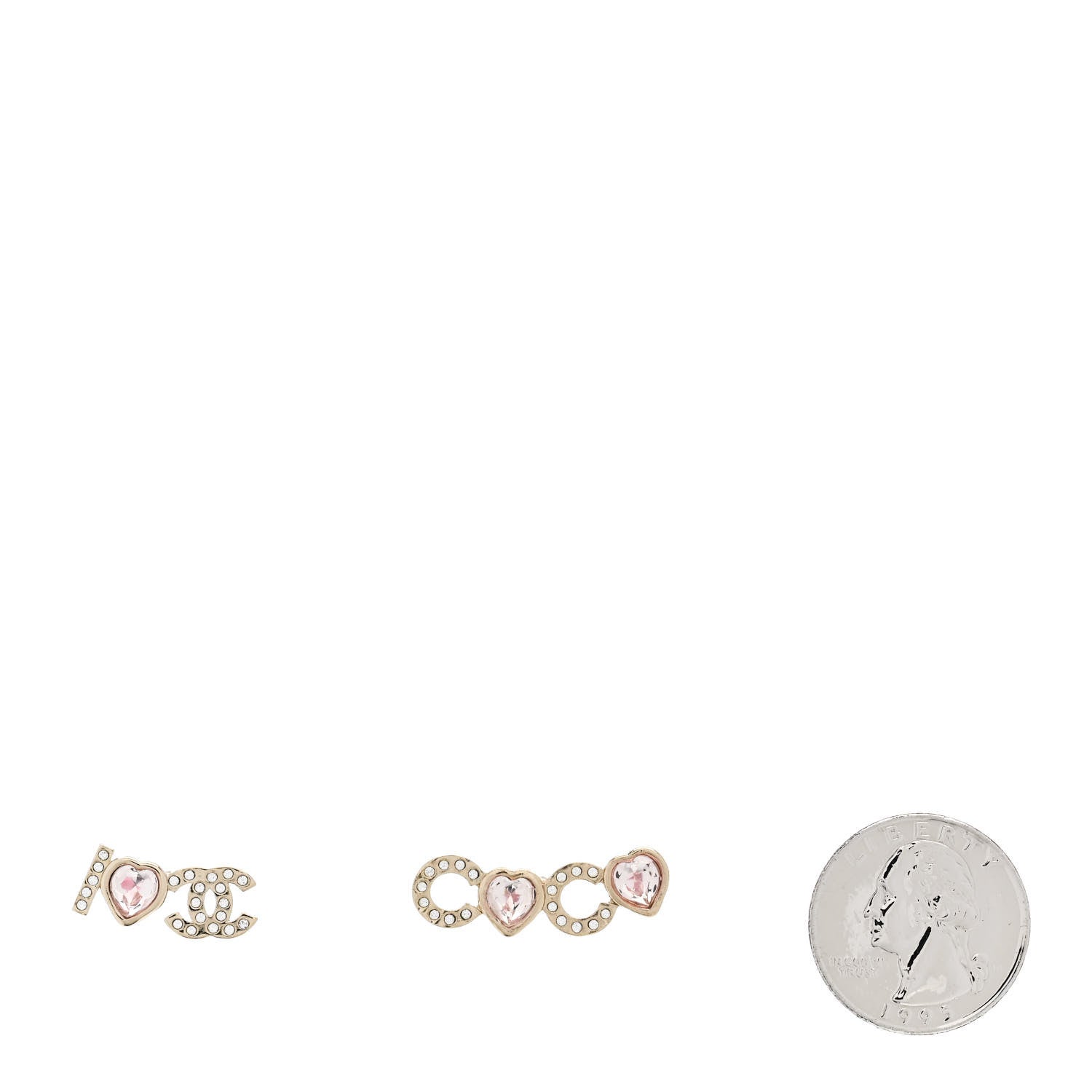 Chanel Metal Strass I Love Coco Heart Earrings Gold Pink 2 of 5
