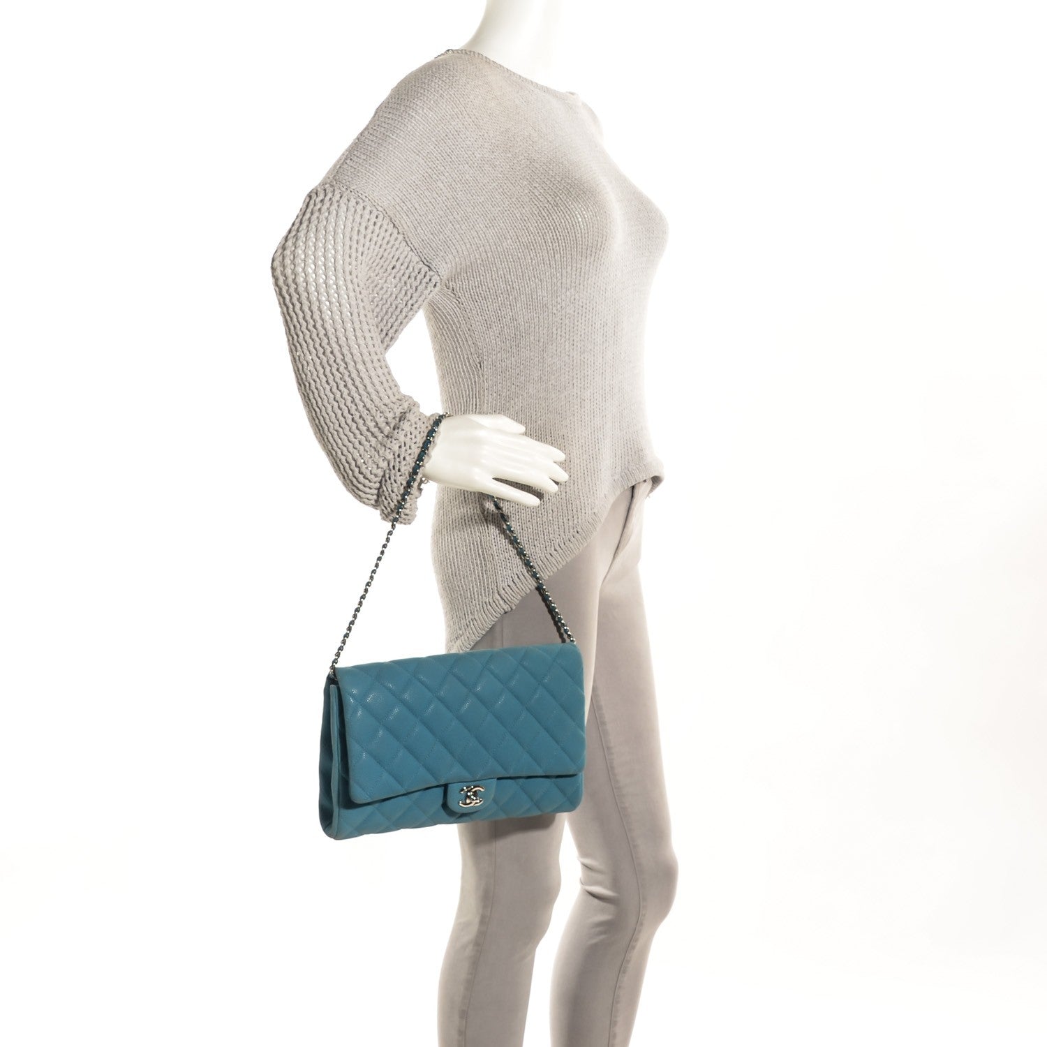 Chanel Iridescent Caviar Quilted Clutch With Chain Flap Blue 2 of 9