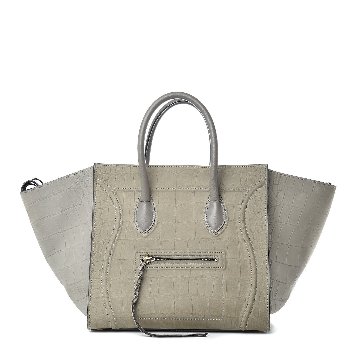 Celine Crocodile Embossed Nubuck Medium Phantom Luggage Grey 1 of 24