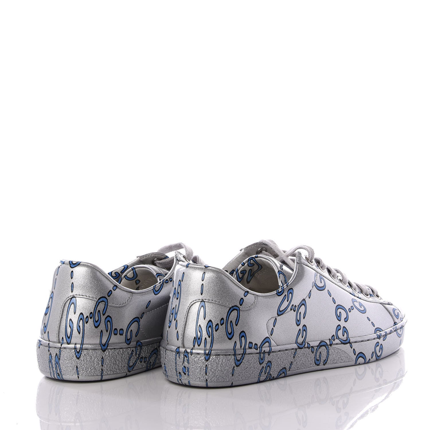 Gucci Miro Rubber Wax GucciGhost Print Mens New Ace Sneakers 6.5 Silver 5 of 10