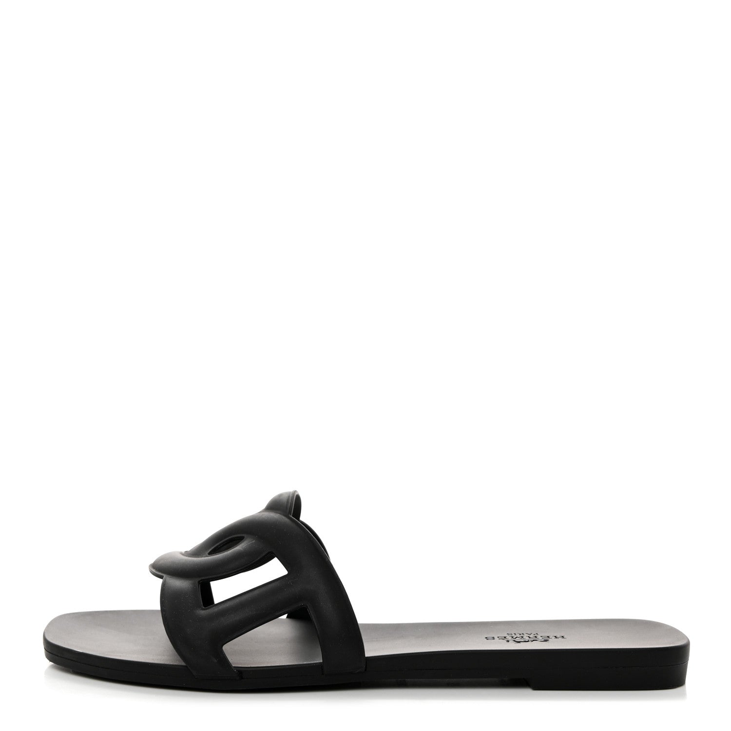 Hermes Rubber Aloha Sandals 37 Black 1 of 9