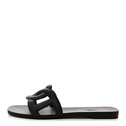 Hermes Rubber Aloha Sandals 37 Black 1 of 9