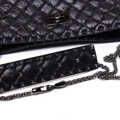 Valentino Garavani Craquele Nappa Rockstud Spike Shoulder Tote Black 13 of 14
