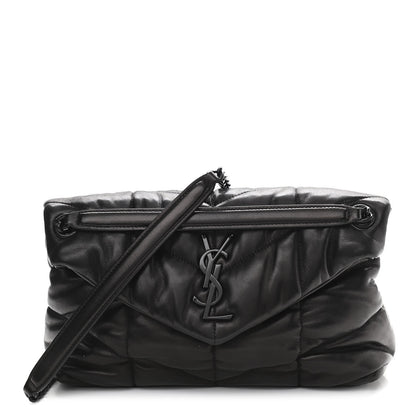 Saint Laurent Lambskin Quilted Small Loulou Puffer Monogram Chain Satchel Black 1 of 12
