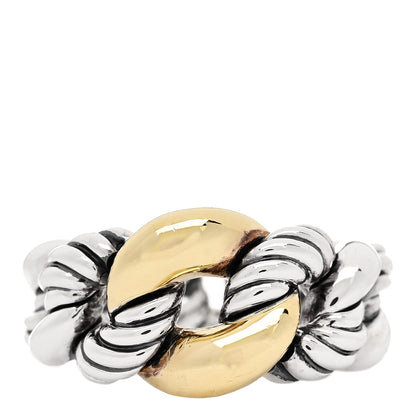David Yurman Sterling Silver 18K Yellow Gold Belmont Ring 50 5.5 1 of 5