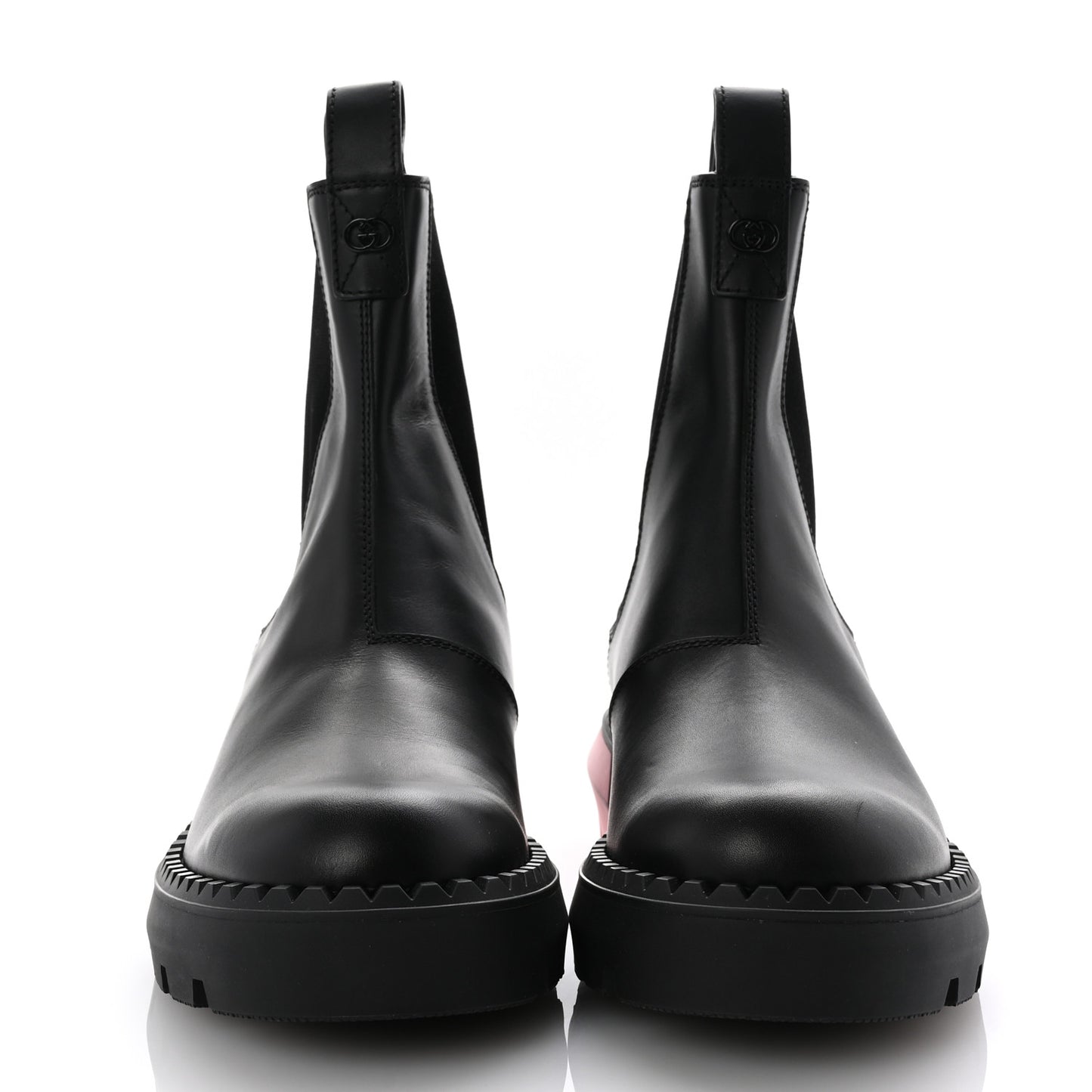 Calfskin Interlocking G Bicolor Chelsea Ankle Boots 39 Black Pink