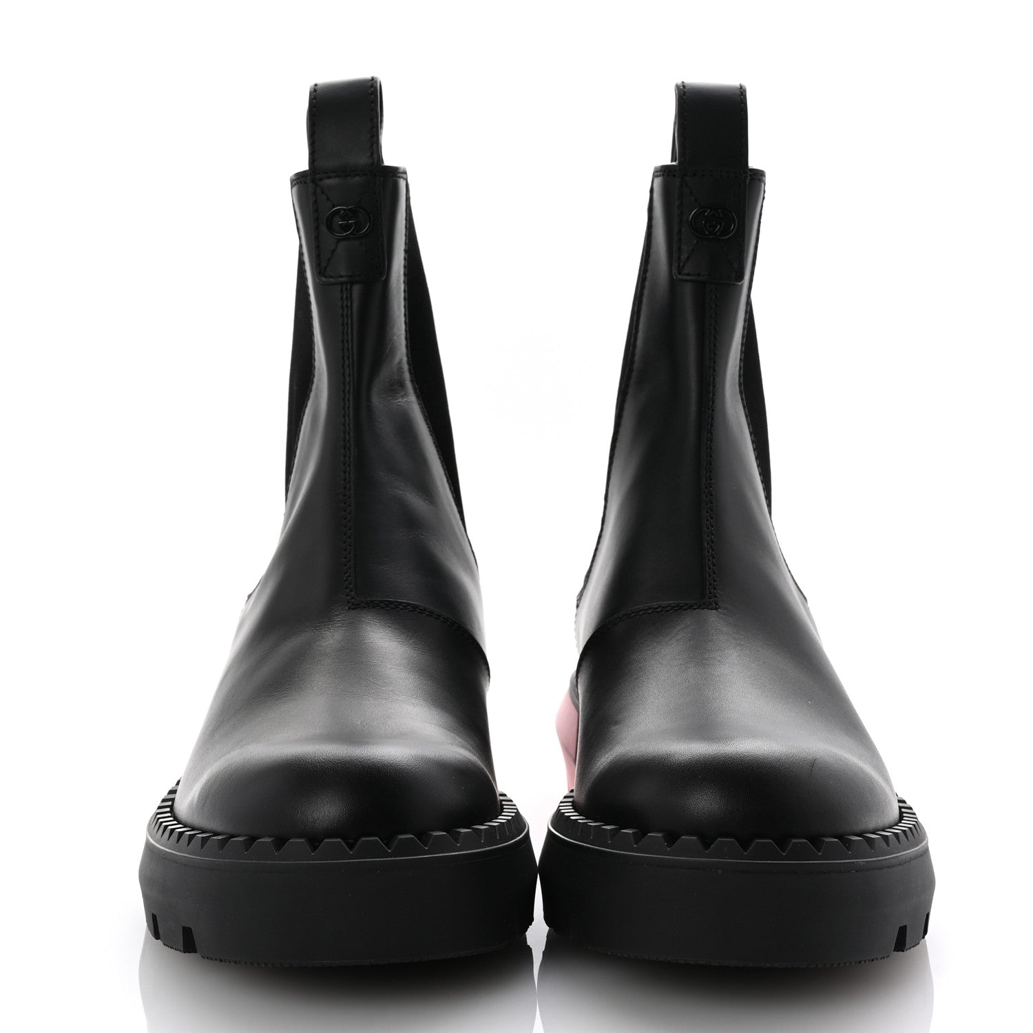 Gucci Calfskin Interlocking G Bicolor Chelsea Ankle Boots 39 Black Pink 3 of 9