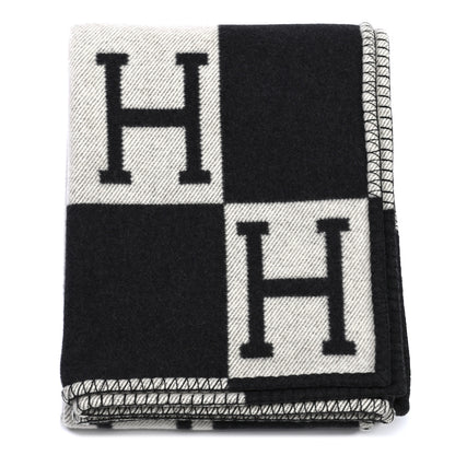 Hermes Wool Cashmere Avalon Blanket Ecru Gris Fonce 2 of 6