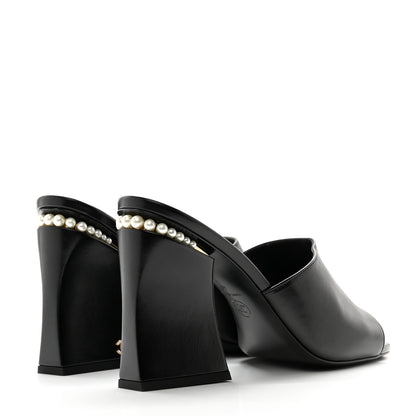 Chanel Shiny Goatskin Pearl Mule 40 Black 4 of 9