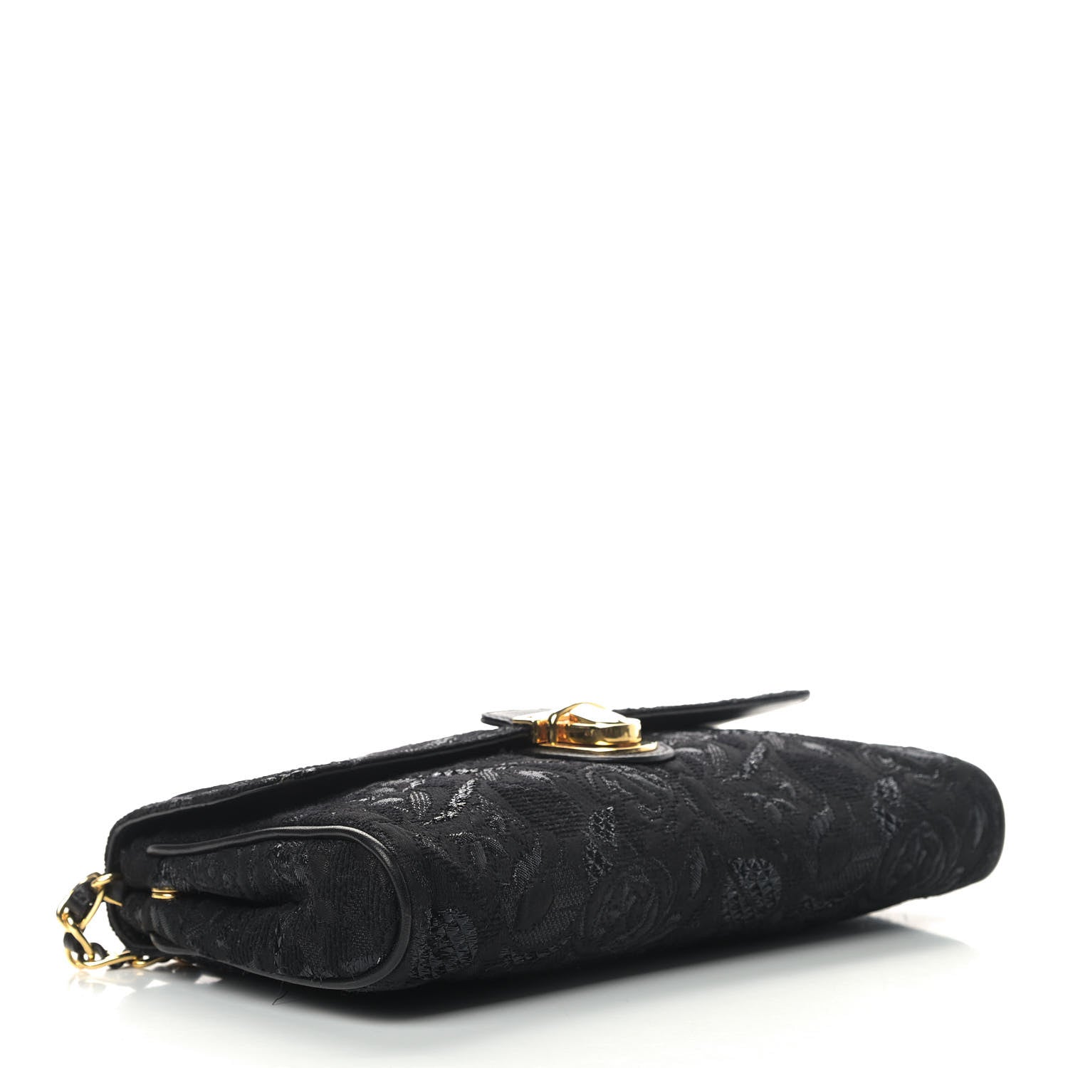 Prada Tessuto Nylon Lurex Embroidered Flap Black 3 of 12