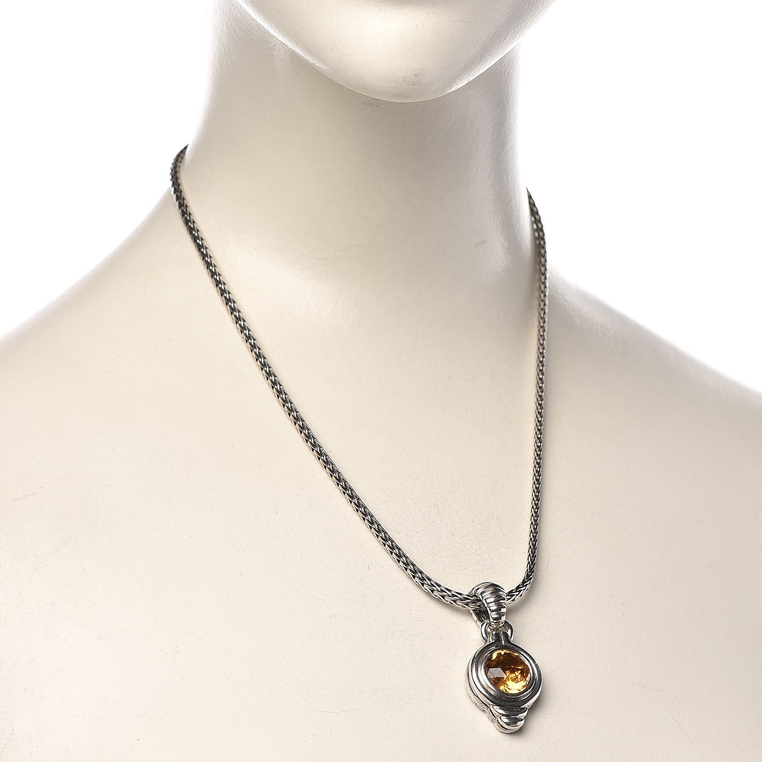 John Hardy Sterling Silver Citrine Drop Pendant Necklace 2 of 7