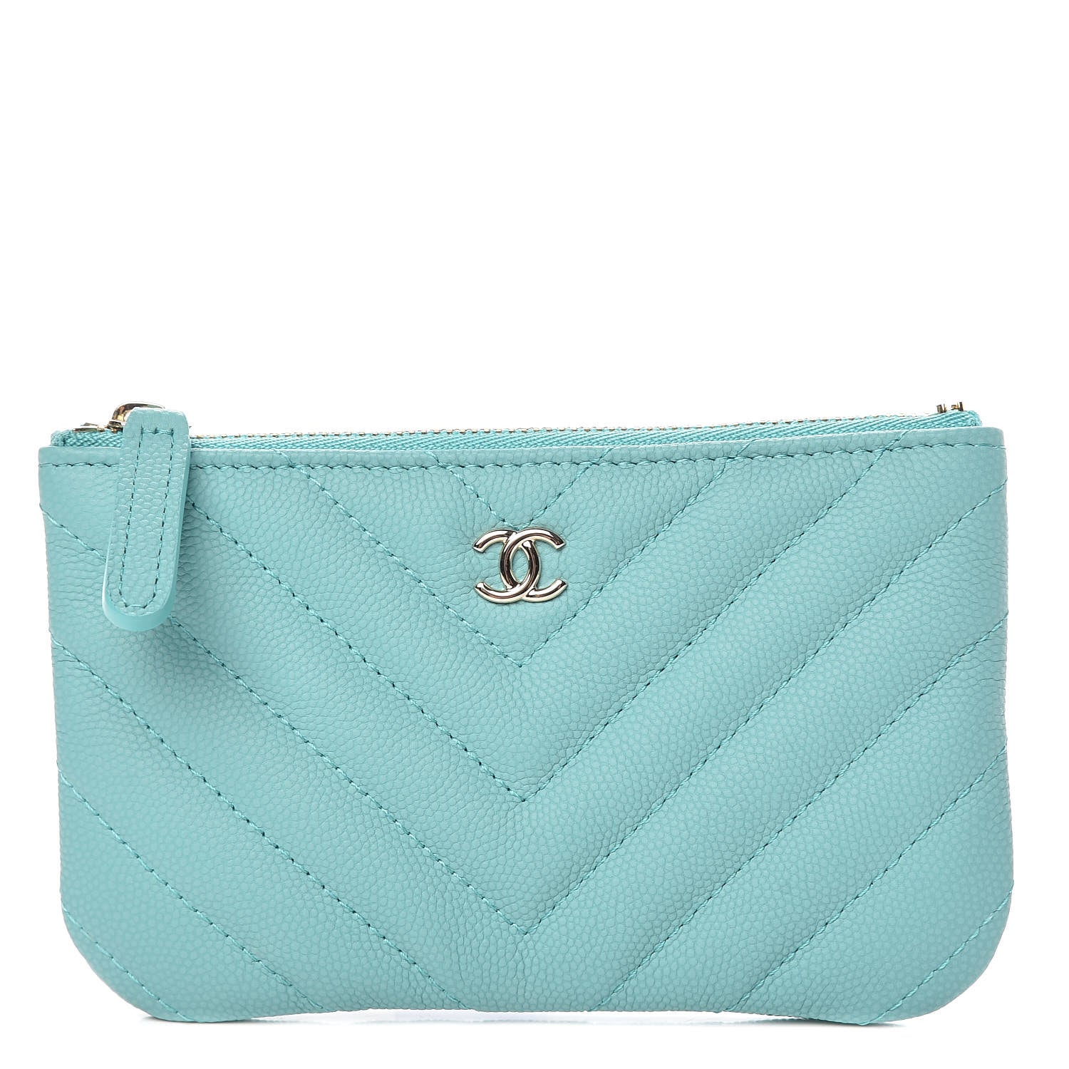 Chanel Caviar Chevron Quilted Small Cosmetic Case Green 1 of 8