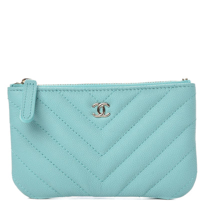 Chanel Caviar Chevron Quilted Small Cosmetic Case Green 1 of 8