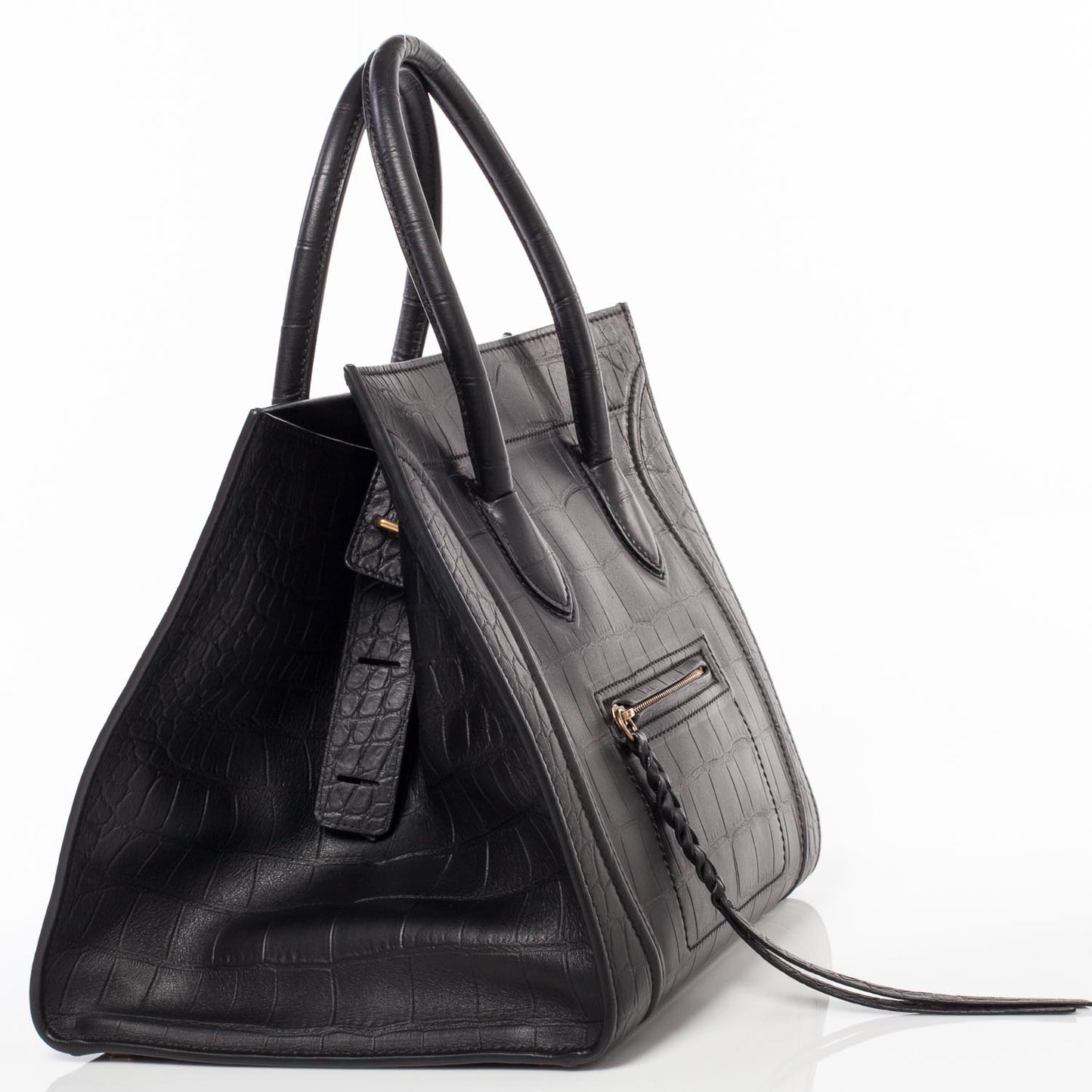 Crocodile Embossed Small Phantom Luggage Black