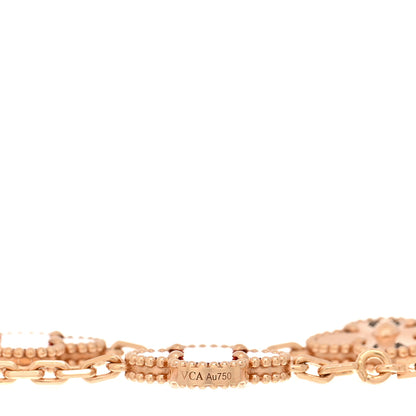 Van Cleef & Arpels 18K Rose Gold Carnelian 5 Motifs Guilloche Vintage Alhambra Bracelet 3 of 4