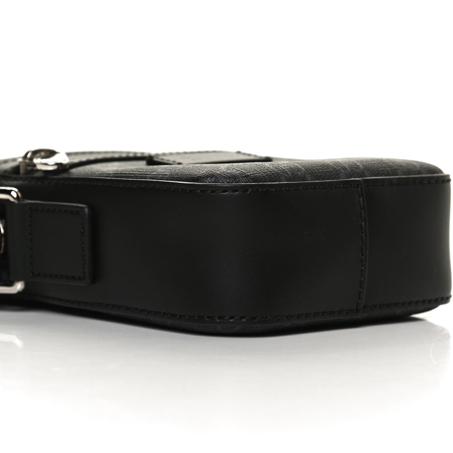 GG Supreme Monogram Appia Calfskin Web Small Camera Messenger Bag Black Grey