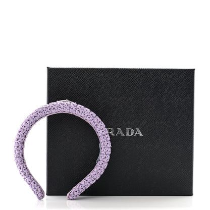 Prada Yarn Raffia Effect Crochet Metal Triangle Logo Headband Lilium 8 of 8
