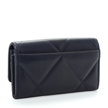Chanel Goatskin Quilted Chanel 19 Flap Wallet Navy 3 of 8