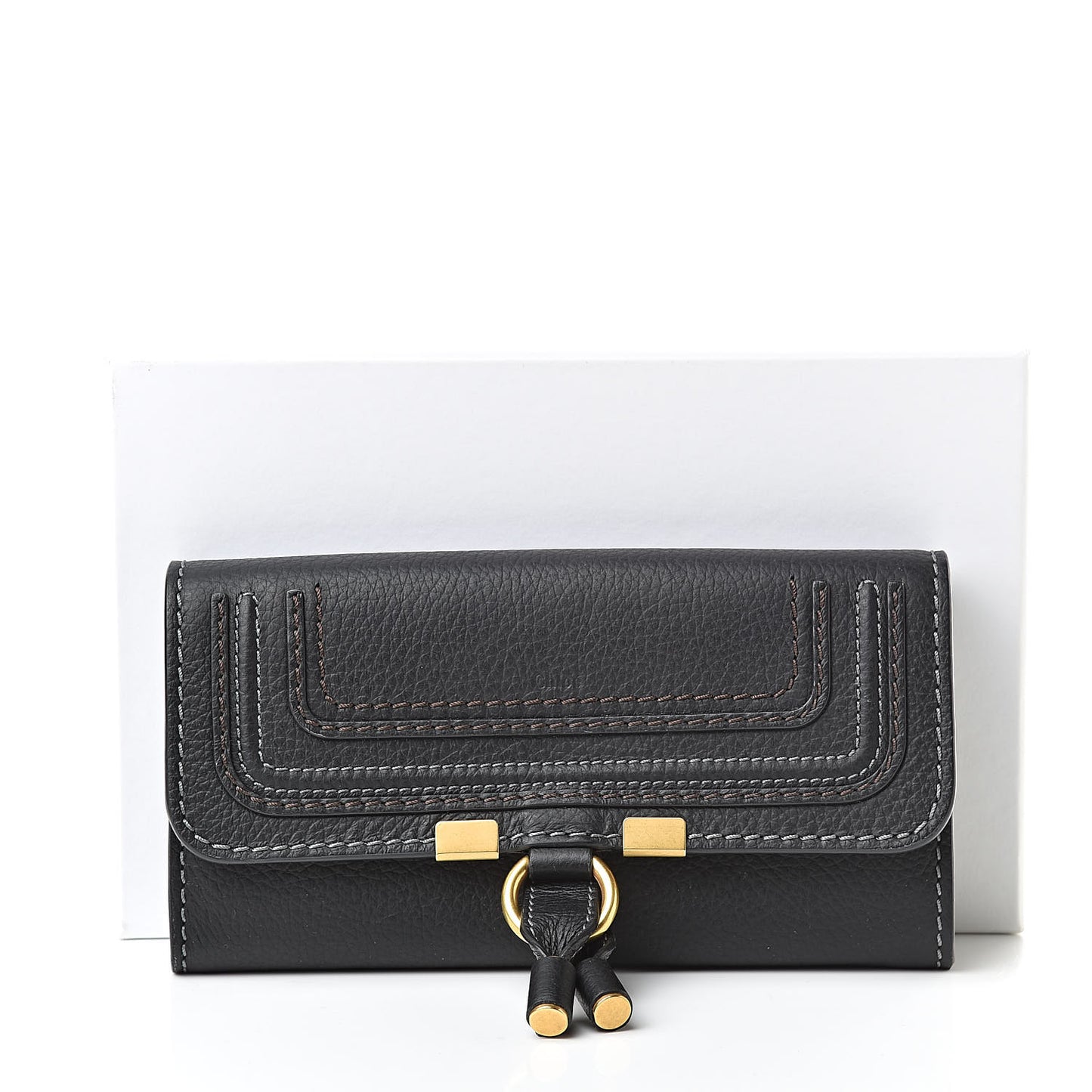 Calfskin Marcie Continental Flap Wallet Black