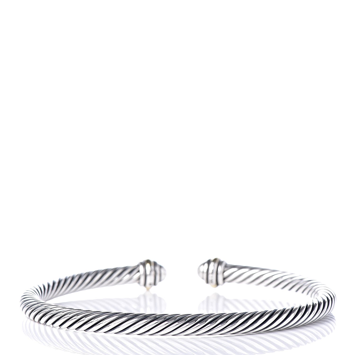 David Yurman Sterling Silver 18K Yellow Gold 4mm Cable Classics Bracelet 3 of 5