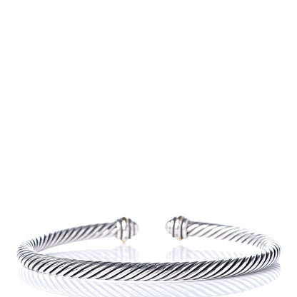 David Yurman Sterling Silver 18K Yellow Gold 4mm Cable Classics Bracelet 3 of 5
