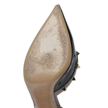 Valentino Garavani Patent Rockstud Half D'Orsay Slingback 85mm Pumps 38 Black Poudre 9 of 18