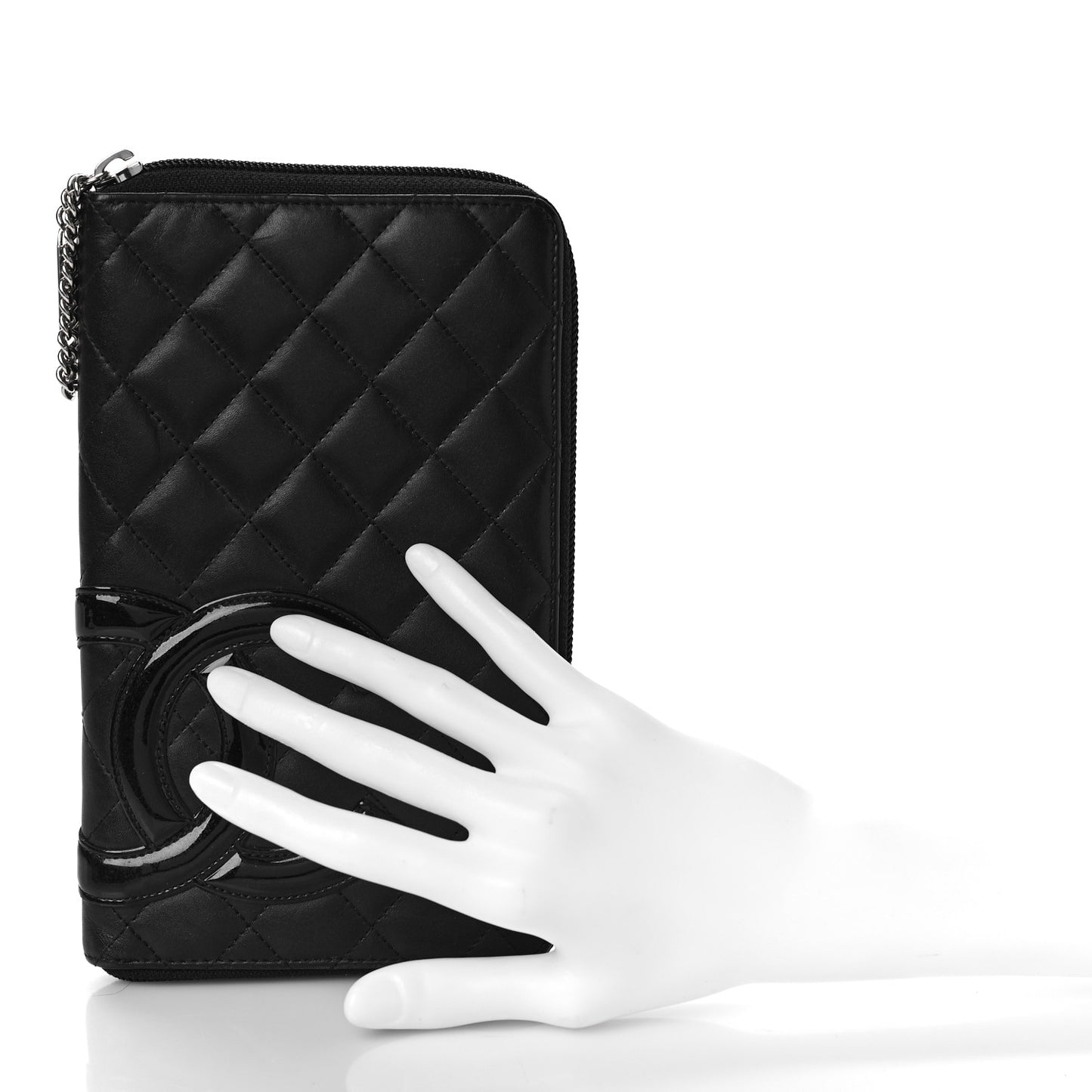 Calfskin Cambon Zip Around Organizer Wallet Black