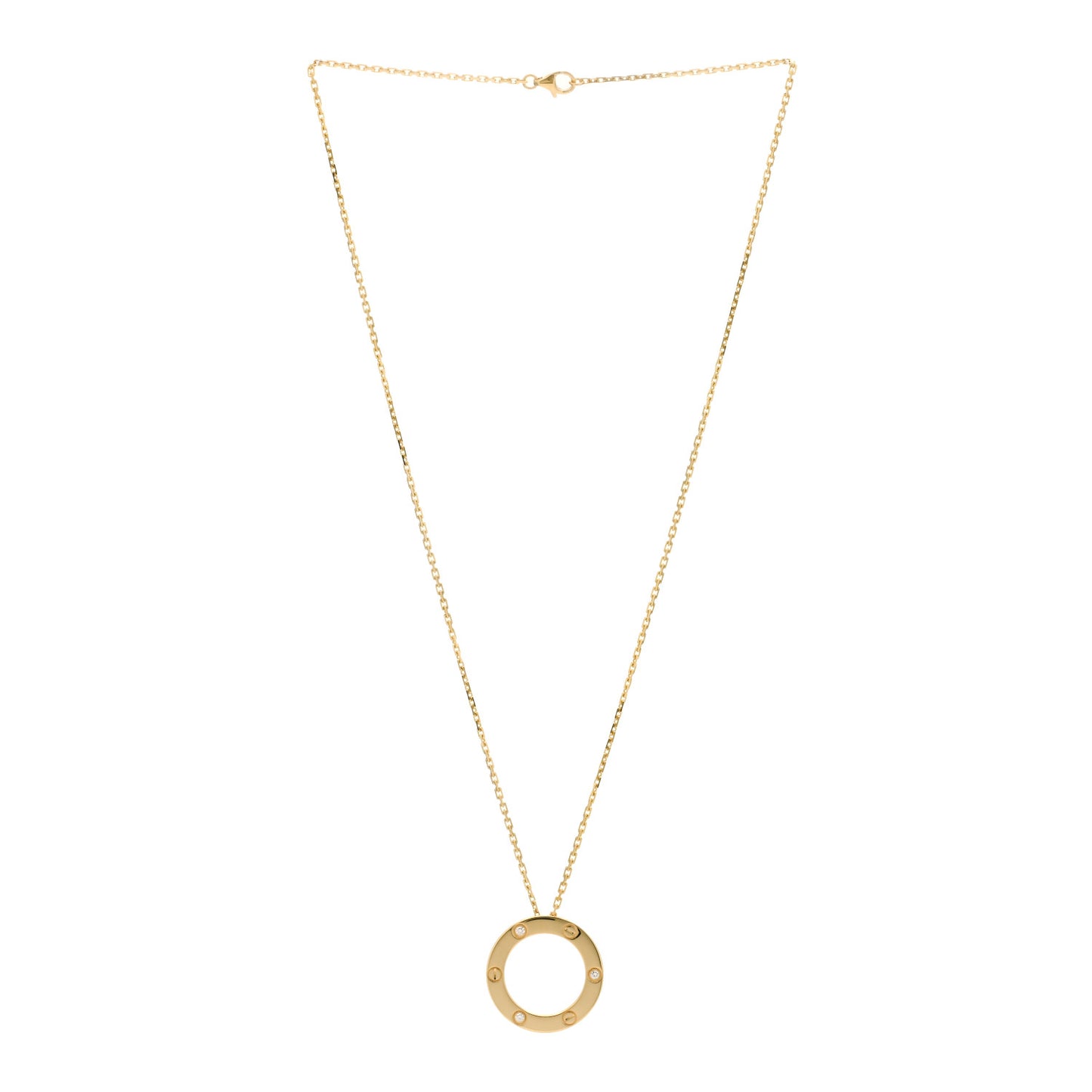 18K Yellow Gold 3 Diamonds LOVE Pendant Necklace