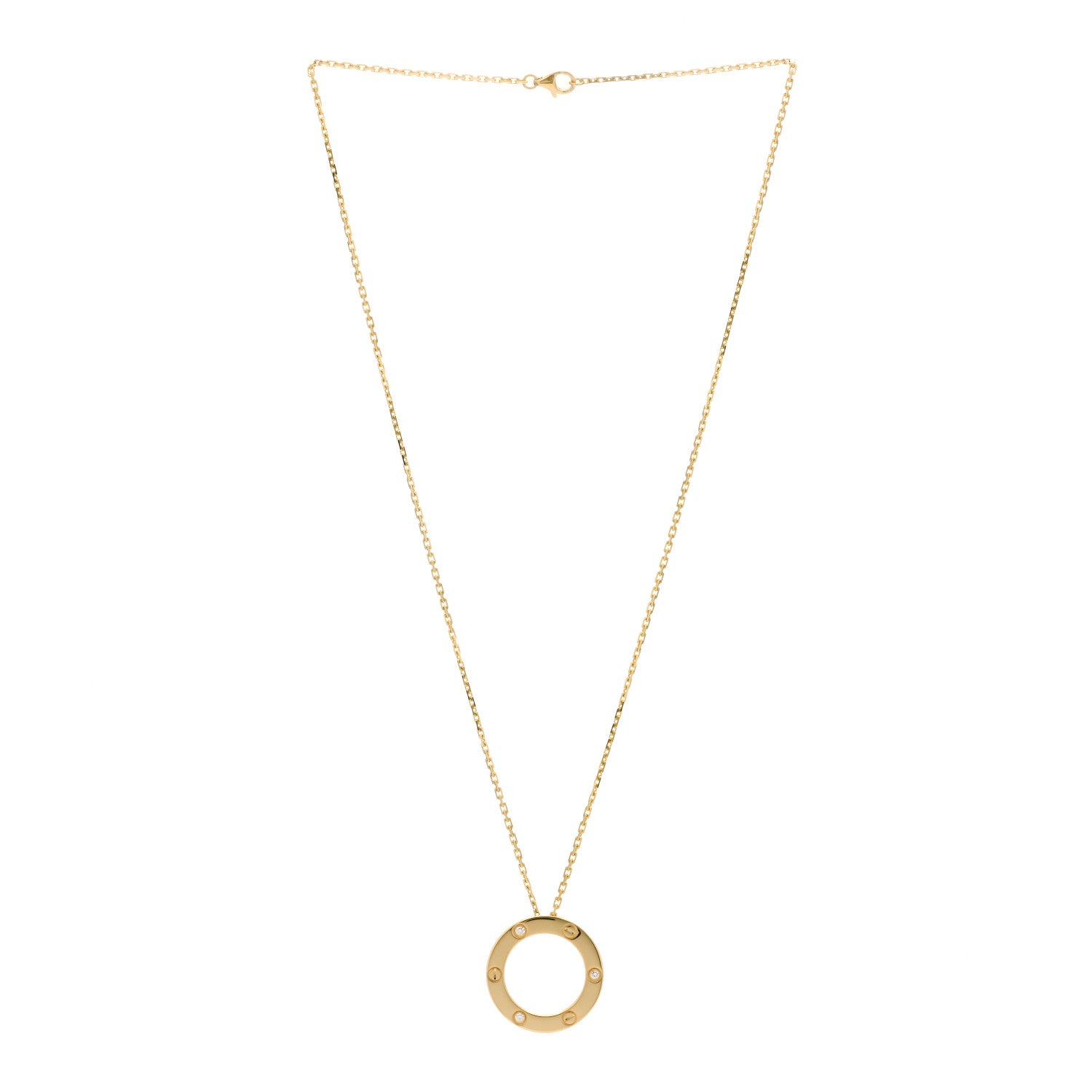 Cartier 18K Yellow Gold 3 Diamonds LOVE Pendant Necklace 2 of 4