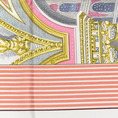 Hermes Silk Grand Theatre Nouveau Scarf 90 White Rose Jaune Pale 5 of 6