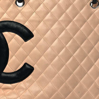 Chanel Calfskin Quilted Large Cambon Tote Beige Black 9 of 12