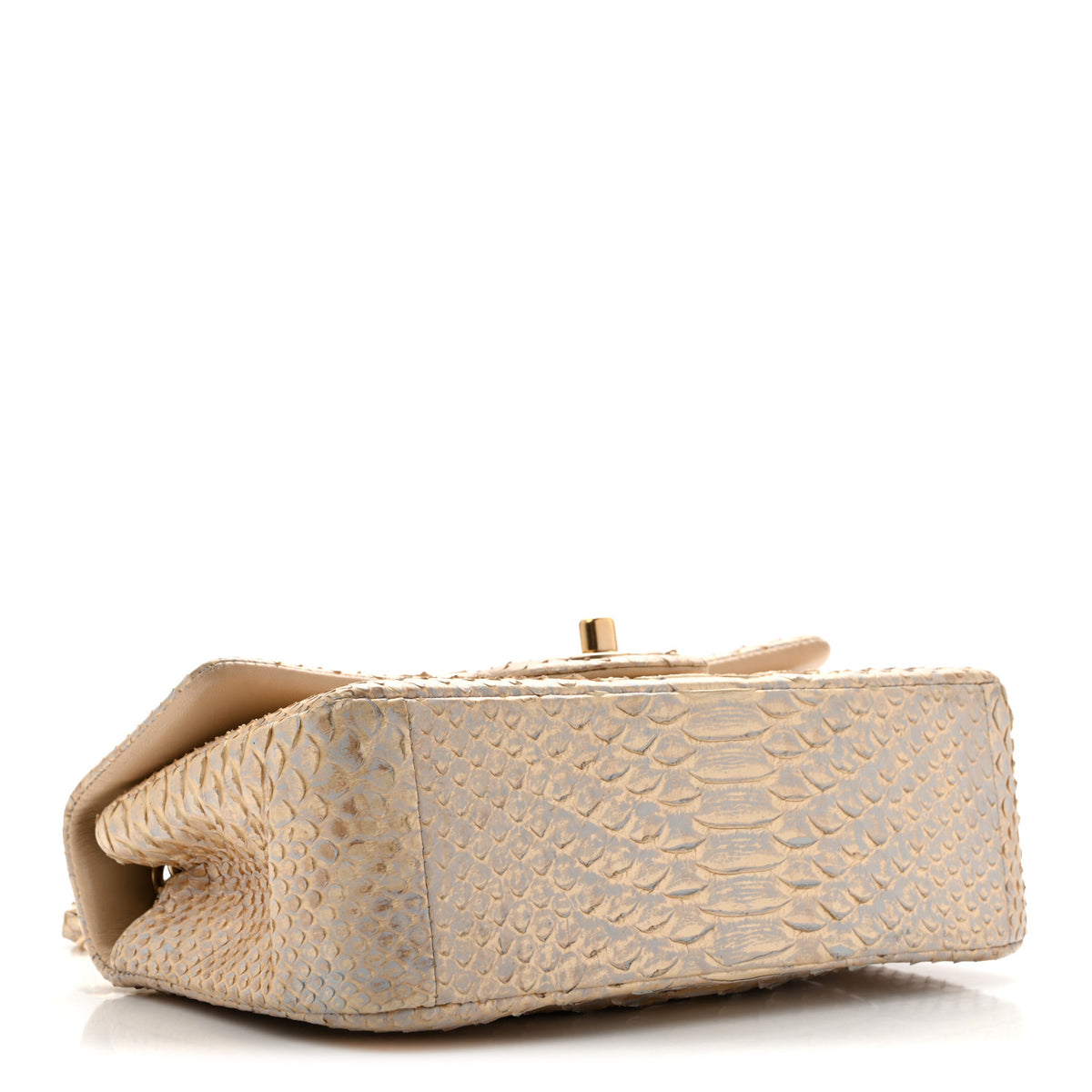 Chanel Metallic Snakeskin Mini Rectangular Flap White Gold 7 of 29