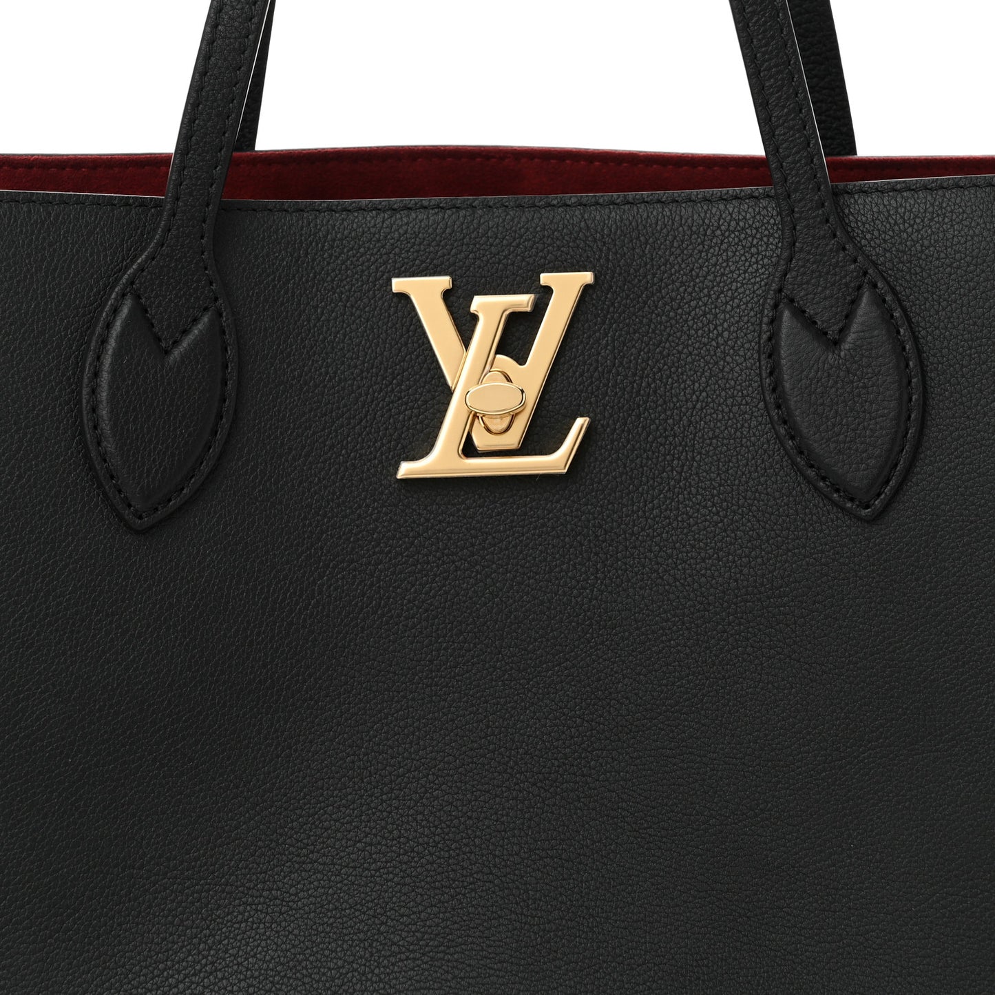 Grained Calfskin Lockme Shopper Black
