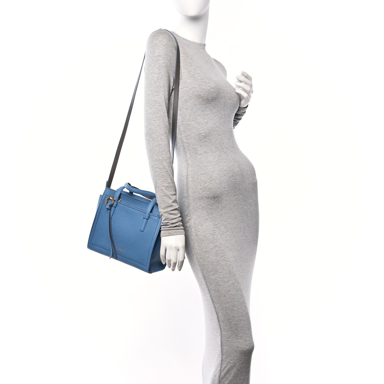 Salvatore Ferragamo Hammered Calfskin Double Handle Small Amy Tote  Chambry 2 of 12