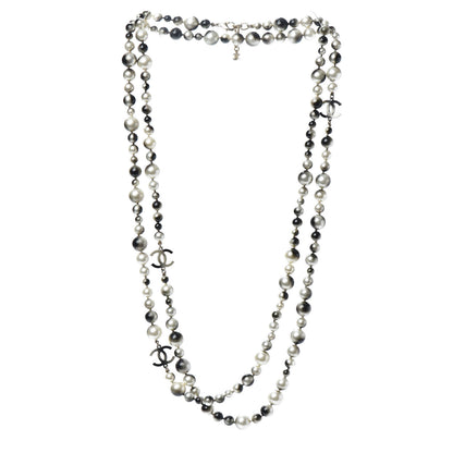 Chanel Pearl CC Long Necklace Gold White Black 3 of 4